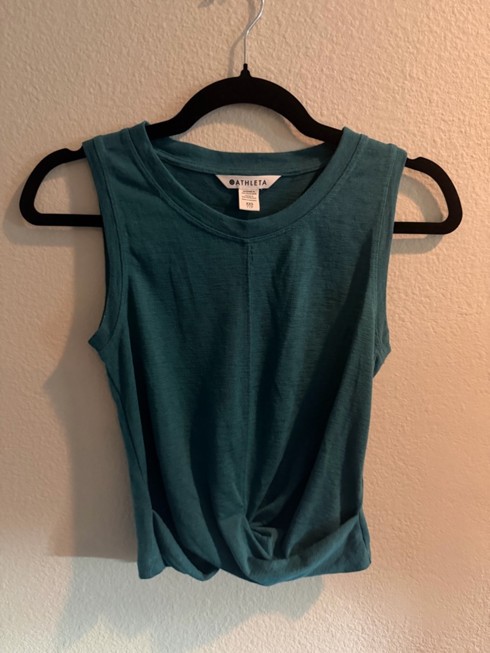 Athleta Breezy Twist Teal Knot-Front Sleeveless Tank - Picture 2 of 6